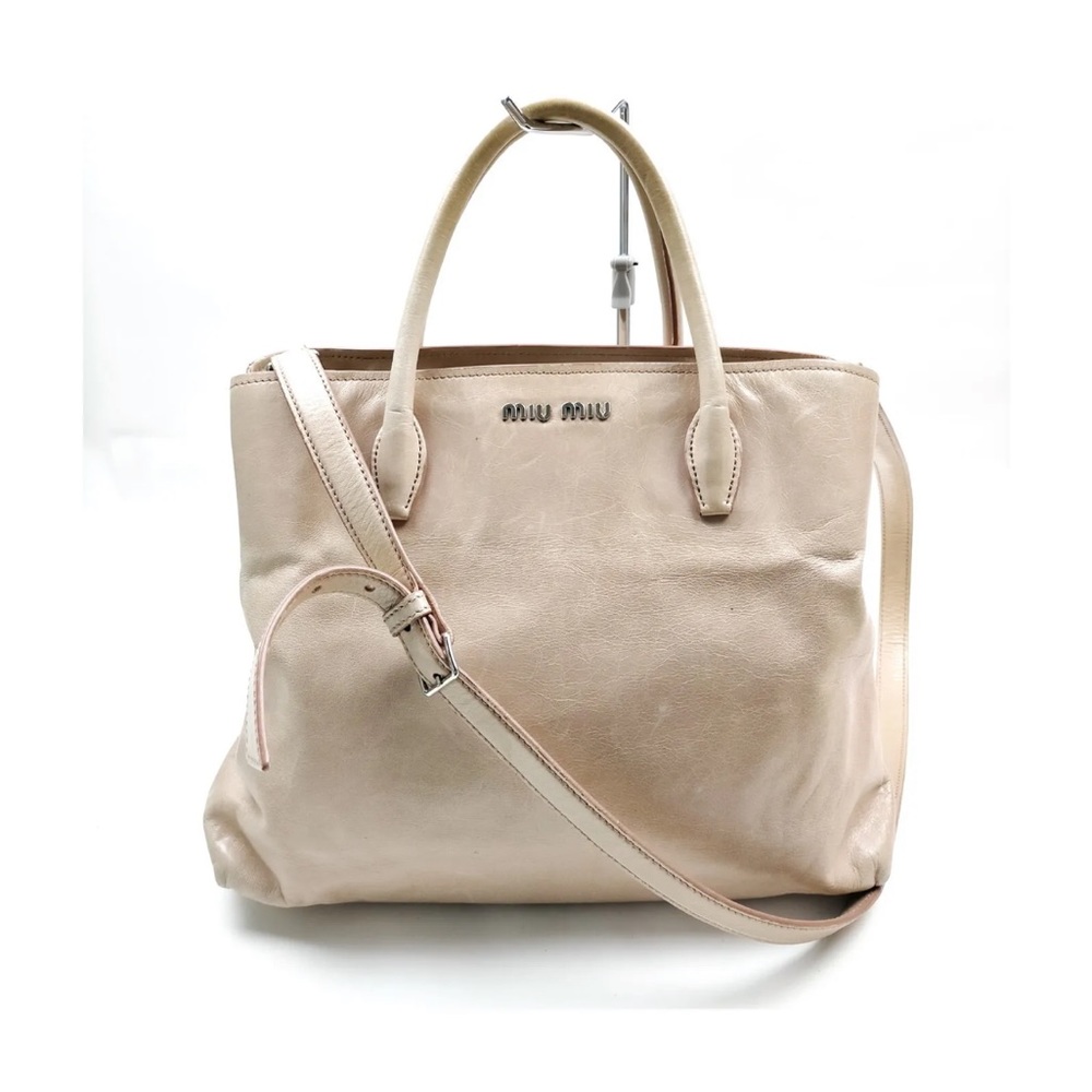 Miu Miu Hand Bag  Beige Leather